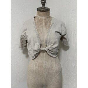 Joah Brown Twist Crop Cotton Tee In Fog Size S/M
